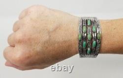 Native American Fred Harvey Turquoise Whirling Logs Thunderbird Bracelet Cuff