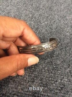 Native American Fred Harvey era silver Whirling Arrow Stamp Cuff bracelet