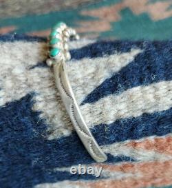 Native American Navajo Fred Harvey Era Silver Turquoise Cuff Bracelet #1