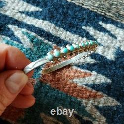 Native American Navajo Fred Harvey Era Silver Turquoise Cuff Bracelet #1