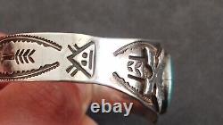 Native American Navajo Fred Harvey Era Sterling Turquoise Arrows Cuff Bracelet