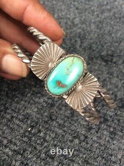 Native American Navajo Fred Harvey era sterling Silver turquoise Cuff Bracelet