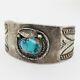 Native American Navajo Silver Whirling Log Turquoise Bracelet Fred Harvey Era