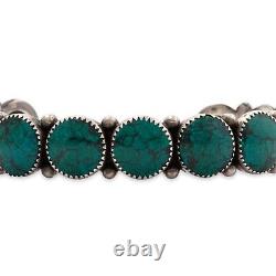 Native Fred Harvey Era Sterling Synthetic Turquoise Rain Drops Cuff Bracelet 7