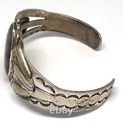 Navajo Cuff Bracelet 35g Petrified Wood Agate 7in Silver VTG Fred Harvey Era