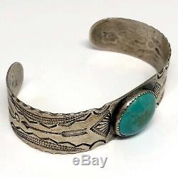 Navajo Cuff Bracelet Turquoise 31g 7in Sterling Silver Vintage Fred Harvey Era