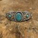 Navajo Fred Harvey Era Stamped Silver And Turquoise Bracelet With Thunderbird