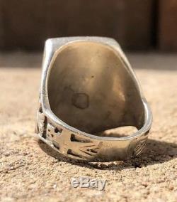 Navajo Fred Harvey Era Stamped Sterling Silver Multi Stone Thunderbird Ring #2