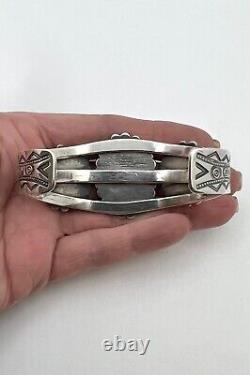 Navajo Fred Harvey Era Sterling Silver Natural Turquoise Cuff Bracelet 7 1/8