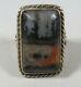 Navajo Fred Harvey Era Sterling Silver And Petrified Wood/picture Agate Ring 7.5