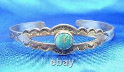 Navajo Fred Harvey Era Sterling Silver with Turquoise Cuff Bracelet