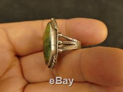 Navajo Fred Harvey Green Turquoise Silver Ring Early 6.9 Gms Tucson Estate