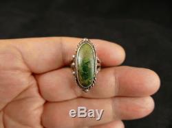 Navajo Fred Harvey Green Turquoise Silver Ring Nice Early Example Tucson Estate