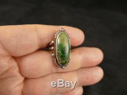 Navajo Fred Harvey Green Turquoise Silver Ring Nice Early Example Tucson Estate
