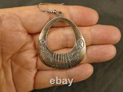 Navajo Fred Harvey Silver Dangle Earrings 12.4 Gms 1950's Vintage Tucson Estate