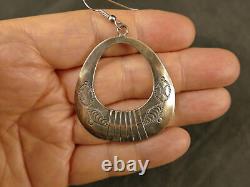 Navajo Fred Harvey Silver Dangle Earrings 12.4 Gms 1950's Vintage Tucson Estate