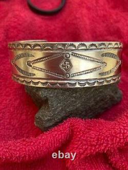 Navajo Fred Harvey antique sterling silver bracelet with whirling logs