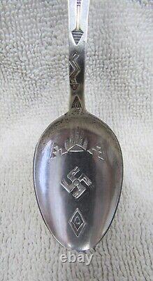 Navajo Indian Fred Harvey Era Whirling Logs Rt 66 Sterling Silver Souvenir Spoon