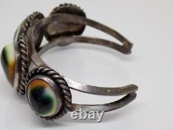Navajo OLD Pawn Fred Harvey Era Operculum Shell Sterling Silver Cuff Bracelet
