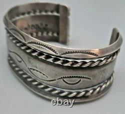 Navajo Silver Cuff Bracelet With Stamping Old Pawn Fred Harvey Era