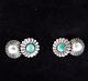 Navajo Silver & Turquoise Double Sided Button Cufflinks Fred Harvey Era Old Pawn