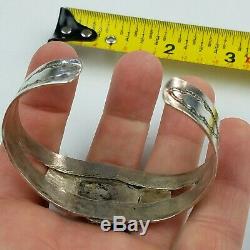 Navajo Sterling Silver Fred Harvey Hand Stamped Arrows Early Wide Cuff Bracelet