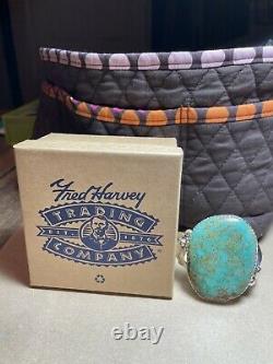Navajo Turquoise Cuff Silver Bracelet Native American Pawn Fred Harvey
