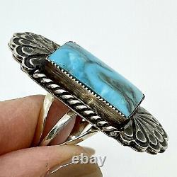 Navajo Turquoise Ring Fred Harvey Style Sz 8 Sterling Handmade by Sheena Jake