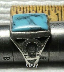 Navajo Turquoise Sterling Silver Horseshoe Ring Fred Harvey Era Native American