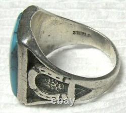 Navajo Turquoise Sterling Silver Horseshoe Ring Fred Harvey Era Native American