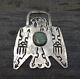 Navajo Vtg Old Pawn Fred Harvey Watch Fob Silver Turquoise Thunderbird
