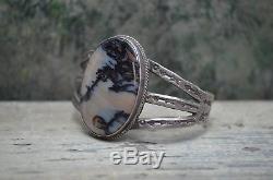 Navajo Vintage Old Pawn Agate Cuff Bracelet Fred Harvey Era Coin Silver ARROWS