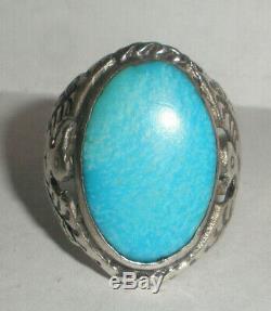 Navajo old pawn Thunderbird mens ring turquoise Sterling Silver s 11 Fred Harvey