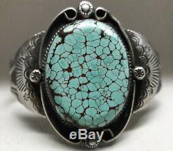 Number 8 Turquoise Fred Harvey Era Sterling Silver cuff bracelet 53.1 grams