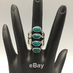 OLDER! Unique! Fred Harvey Era Turquoise and Sterling Silver Ring Size 6