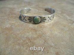 OLD 1920's Fred Harvey Era Navajo INDIAN HANDMADE Coin Silver Turquoise Bracelet