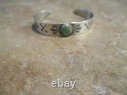 OLD 1920's Fred Harvey Era Navajo INDIAN HANDMADE Coin Silver Turquoise Bracelet