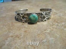 OLD 1930's Fred Harvey Era Navajo 900 Coin Silver Turquoise HORSE DOG Bracelet