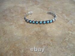 OLD 1930's Fred Harvey Era Zuni INDIAN HANDMADE Coin Silver Turquoise Bracelet