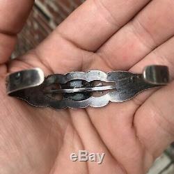 OLD 1930s Stamped Silver Navajo Thunderbird Fred Harvey Bracelet Arrow Feathers