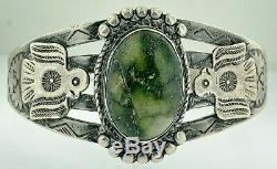 OLD 1950's Fred Harvey Era Navajo Sterling Silver Turquoise THUNDERBIRD Bracelet