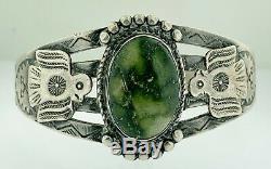 OLD 1950's Fred Harvey Era Navajo Sterling Silver Turquoise THUNDERBIRD Bracelet