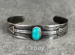 OLD FRED HARVEY ERA 1940's Native American Navajo Turquoise Sterling Bracelet