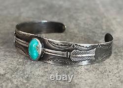 OLD FRED HARVEY ERA 1940's Native American Navajo Turquoise Sterling Bracelet