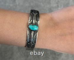 OLD FRED HARVEY ERA 1940's Native American Navajo Turquoise Sterling Bracelet