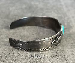 OLD FRED HARVEY ERA 1940's Native American Navajo Turquoise Sterling Bracelet