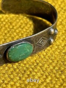 OLD FRED HARVEY ERA Navajo Turquoise Thunderbird Sterling Bracelet