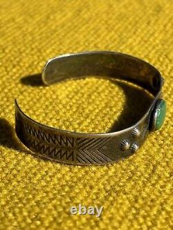 OLD FRED HARVEY ERA Navajo Turquoise Thunderbird Sterling Bracelet