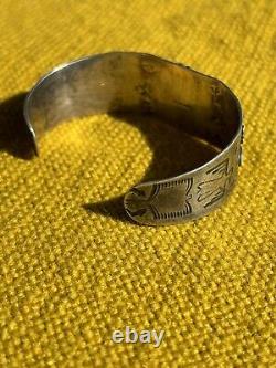 OLD FRED HARVEY ERA Navajo Turquoise Thunderbird Sterling Bracelet