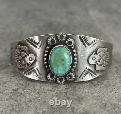 OLD FRED HARVEY ERA THUNDERBIRD NAVAJO Turquoise Sterling Silver Bracelet